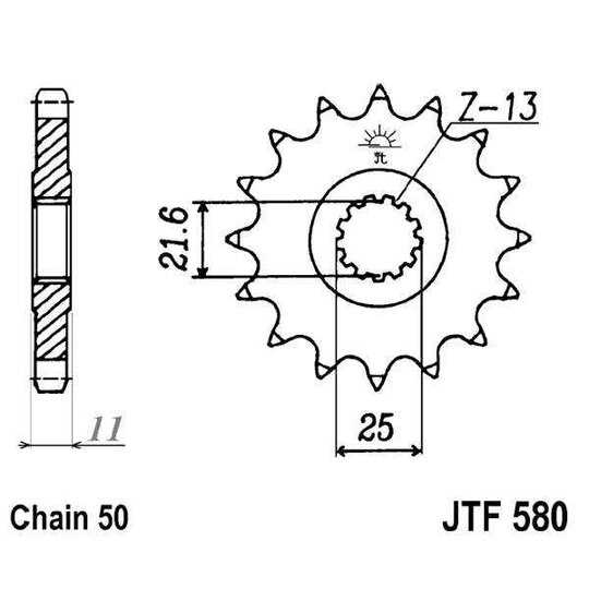 Reťazové koliečko JT JTF 580-17RB 17T, 530 pogumované